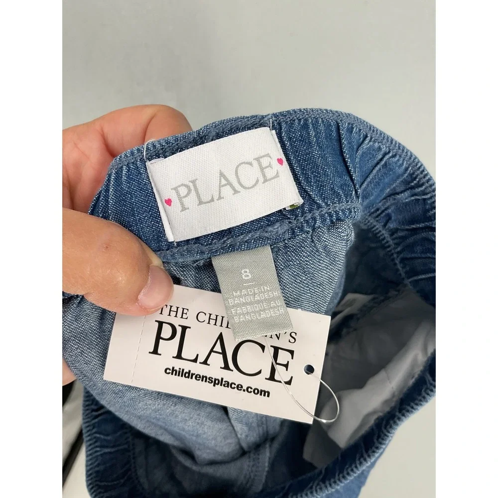 The Childrens Place Girls Shorts Poppie Wash Blue Chambray Pull On Size 8